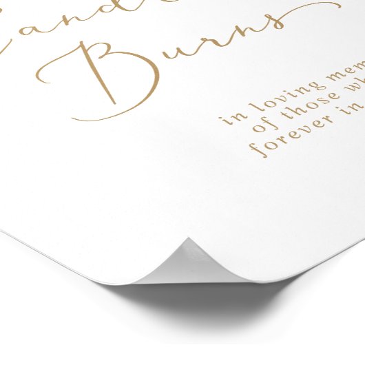 Delicate Goud Deze Kaars Brandt Herdenking Bord Poster (Hoek)