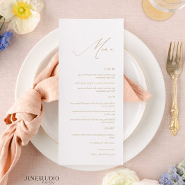 Delicate Goud Elegant Modern Script Bruiloft Menu