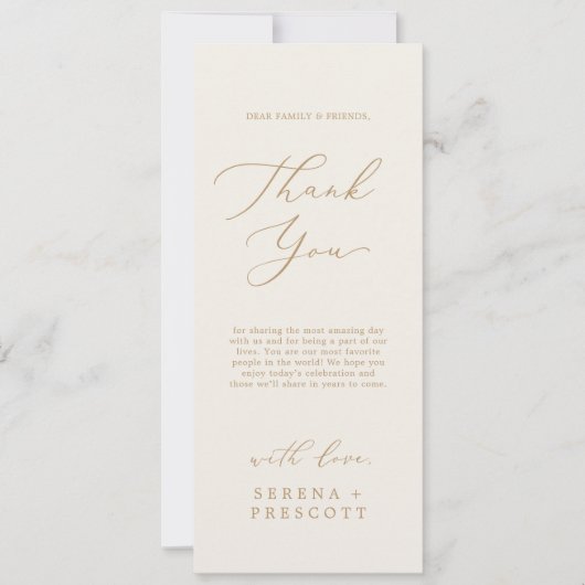 Delicate Goud en Crème Printable Dank u Kaart (Voorkant)