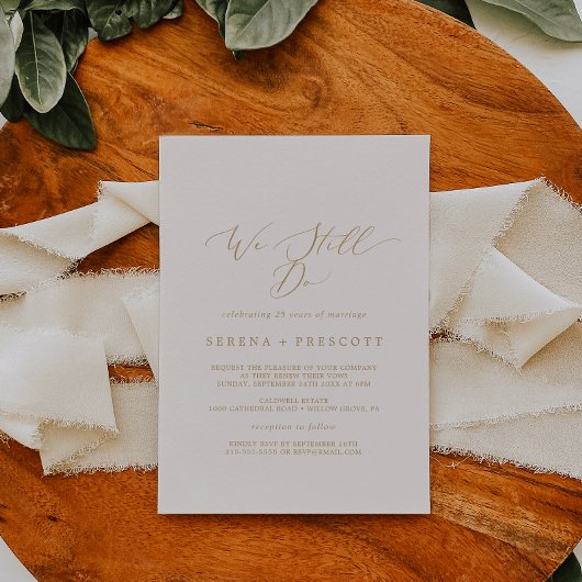 Delicate Goud en Crème We Still Do Vow Renewal Kaart