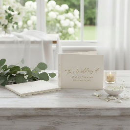 Delicate Goud en Ivoor Monogram Terug Trouwen Gastenboek