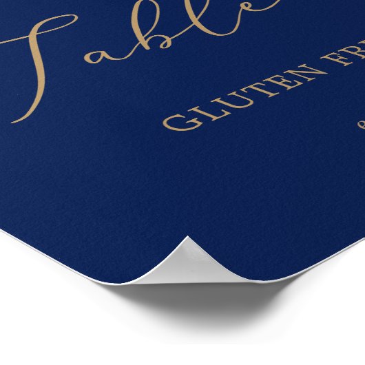 Delicate Goud en Navy Glutenvrij Cookie Tafel Poster (Hoek)