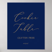 Delicate Goud en Navy Glutenvrij Cookie Tafel Poster (Voorkant)