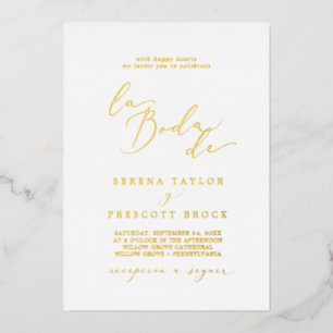 Delicate Goud Folie Calligrafie La Boda De Bruilof Uitnodiging