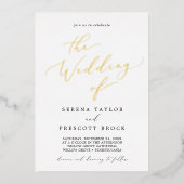 Delicate Goud Folie En Zwarte Trouwdag Van Folie Uitnodiging (Voorkant)