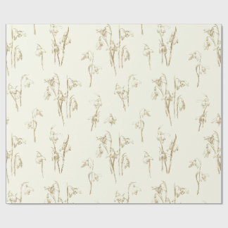 Delicate Gouden Beige Sneeuwklokjes Wilde Bloemen Cadeaupapier