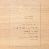 Delicate gouden botanische bruiloft acryl uitnodigingen (Voorkant)