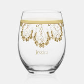 Delicate gouden bruidsmeisje wijnglas zonder voet (Voorkant)