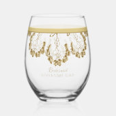 Delicate gouden bruidsmeisje wijnglas zonder voet (Achterkant)