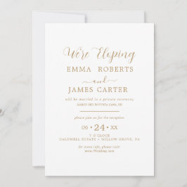 Delicate Gouden Calligrafie | Elopement Ontvangst  Kaart
