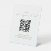 Delicate Gouden Huwelijksfoto Sharing QR Code Reclamebord Met Voetstuk (Voorkant)