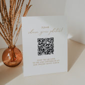 Delicate Gouden Huwelijksfoto Sharing QR Code Reclamebord Met Voetstuk