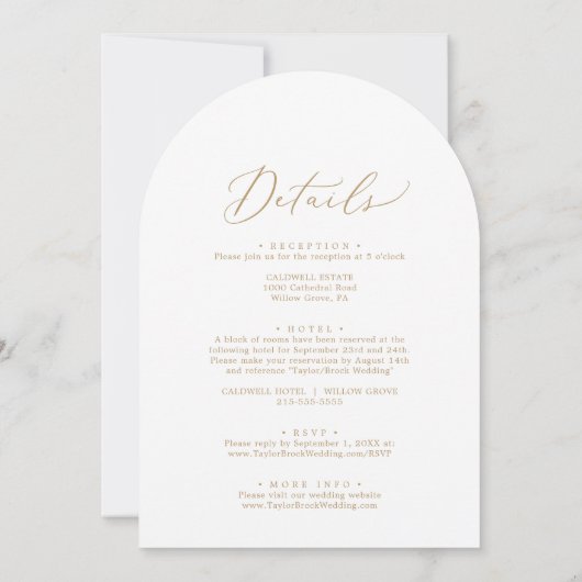 Delicate gouden kalligrafie boog alles in een brui kaart (Achterkant)