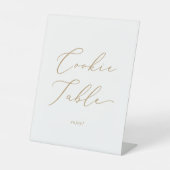 Delicate Gouden Kalligrafie Bruiloft Cookie Tafel Reclamebord Met Voetstuk (Voorkant)