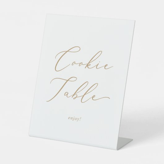 Delicate Gouden Kalligrafie Bruiloft Cookie Tafel Reclamebord Met Voetstuk (Voorkant)