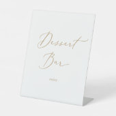 Delicate Gouden Kalligrafie Bruiloft Dessert Bar Reclamebord Met Voetstuk (Voorkant)
