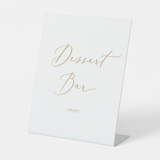 Delicate Gouden Kalligrafie Bruiloft Dessert Bar Reclamebord Met Voetstuk (Voorkant)
