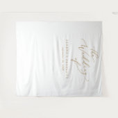 Delicate gouden kalligrafie bruiloft foto achtergr wandkleed (Voorkant (horizontaal))