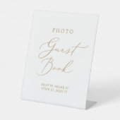 Delicate gouden kalligrafie bruiloft foto Gastenbo Reclamebord Met Voetstuk (Voorkant)