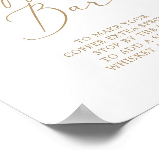 Delicate gouden kalligrafie bruiloft koffie bar poster (Hoek)