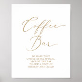 Delicate gouden kalligrafie bruiloft koffie bar poster (Voorkant)