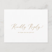Delicate Gouden Kalligrafie Eenvoudig RSVP-Briefka Uitnodiging Briefkaart (Voorkant)