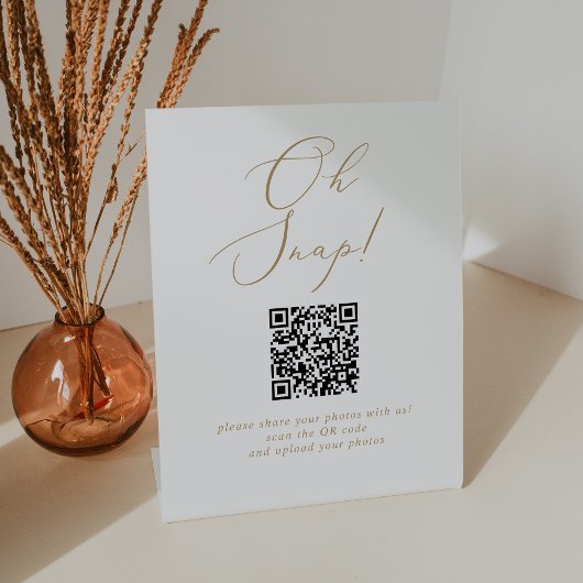 Delicate Gouden Kalligrafie op Snap QR Code Bruilo Reclamebord Met Voetstuk
