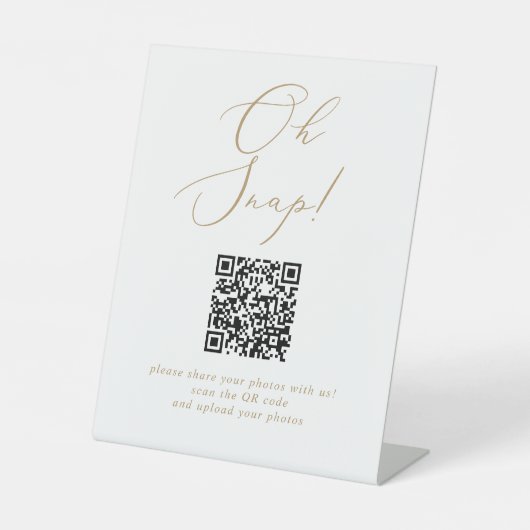 Delicate Gouden Kalligrafie op Snap QR Code Bruilo Reclamebord Met Voetstuk (Voorkant)