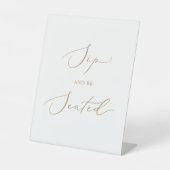 Delicate gouden kalligrafie schip en zitten reclamebord met voetstuk (Voorkant)