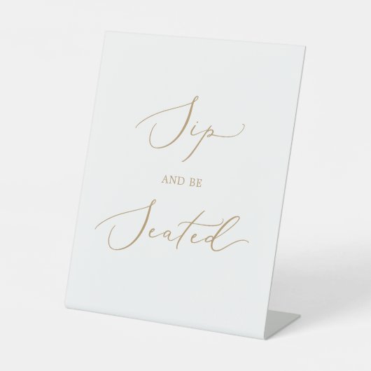 Delicate gouden kalligrafie schip en zitten reclamebord met voetstuk (Voorkant)