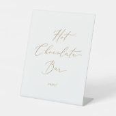 Delicate gouden kalligrafie warme chocoladereep reclamebord met voetstuk (Voorkant)