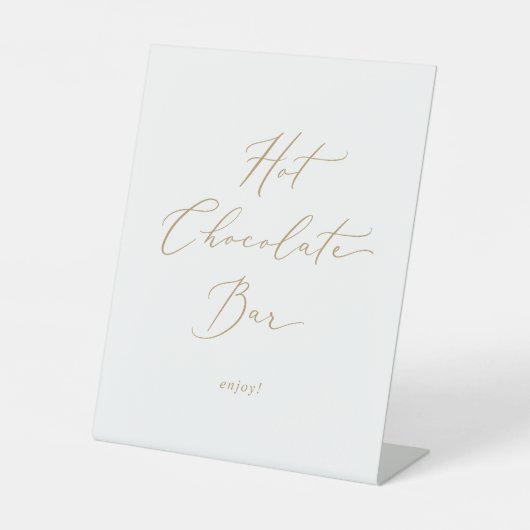 Delicate gouden kalligrafie warme chocoladereep reclamebord met voetstuk (Voorkant)