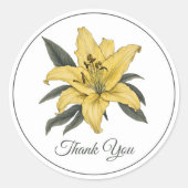Delicate Gouden Lelie Dank u Ronde Sticker (Voorkant)