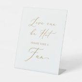 Delicate gouden liefde kan hete bruiloft fan reclamebord met voetstuk (Voorkant)