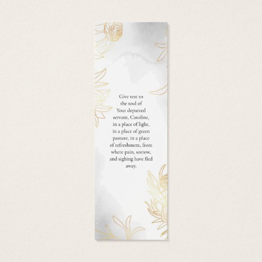 Delicate gouden Rozen Foto Memorial Bladwijzer Mini Visitekaartjes (Achterkant)