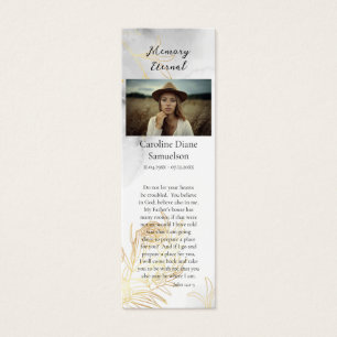 Delicate gouden Rozen Foto Memorial Bladwijzer Mini Visitekaartjes