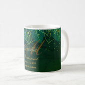 Delicate Green- en Gold Leaves Coffee-Mok Koffiemok (Voorkant rechts)