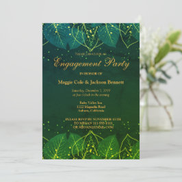 Delicate Green en Gold Leaves Invitation Kaart