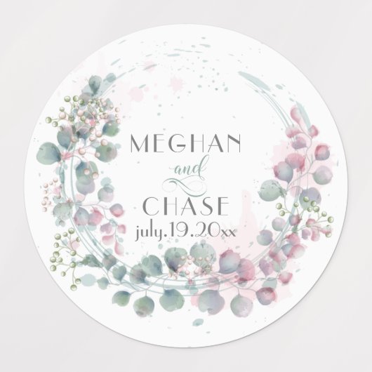 Delicate Green en roze Eucalyptus Labels (Design 1)