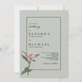 Delicate Green Pink Lily Spring Flower Wedding Kaart (Voorkant)