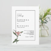 Delicate Green Pink Lily Spring Flower Wedding Kaart (Staand voorkant)