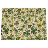 Delicate Green Shamrocks Seamless Groot Cadeauzakje (Voorkant)