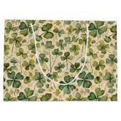 Delicate Green Shamrocks Seamless Groot Cadeauzakje (Achterkant)
