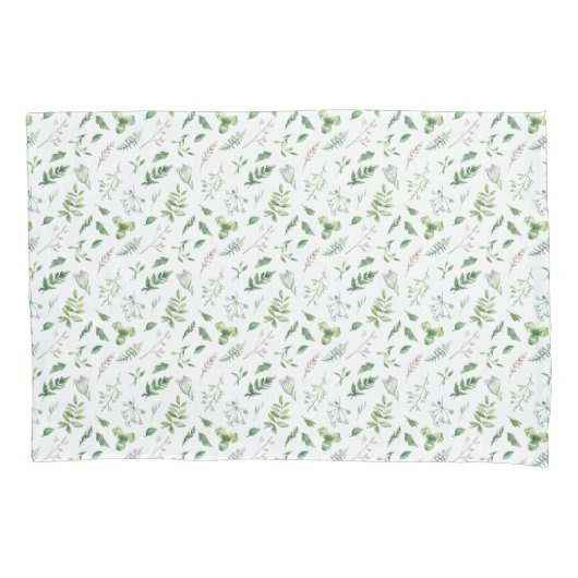 Delicate Green Wild Herbal Pillowcase Kussensloop (Voorkant)