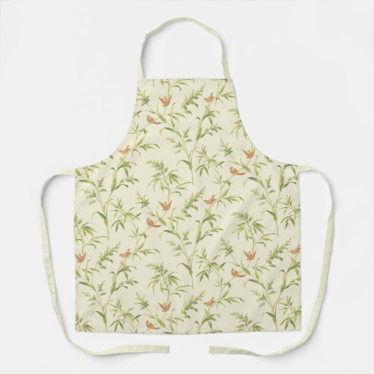 Delicate Greenery Cream n Blush Botanical Pattern Schort (Voorkant)