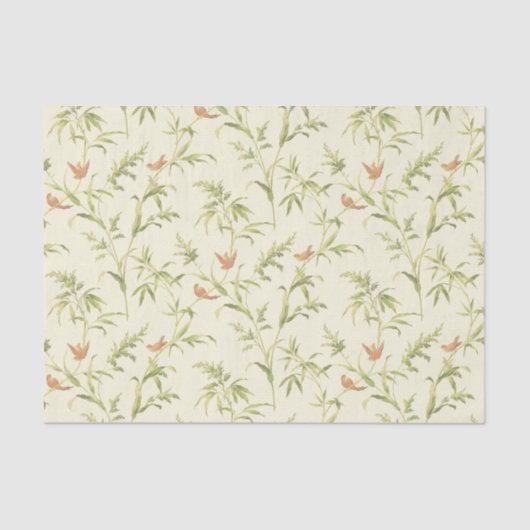 Delicate Greenery Cream n Blush Botanical Pattern Tissuepapier (Voorkant)