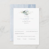 Delicate Greenery en Dusty Blue Wedding RSVP (Voorkant / Achterkant)