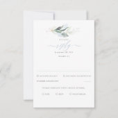 Delicate Greenery en Dusty Blue Wedding RSVP Kaartje (Voorkant)