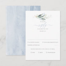 Delicate Greenery en Dusty Blue Wedding RSVP