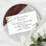 Delicate Greenery Eucalyptus Wedding RSVP Informatiekaartje<br><div class="desc">Een schattige bruine bruiloft-rsvp-kaart. Eenvoudig aan te passen met uw details. AANPASSING: Als u een ontwerpaanpassing nodig hebt,  kunt u contact met mij opnemen via chat. Als u informatie nodig hebt over uw bestelling,  verzendopties,  enz.,  kunt u rechtstreeks contact opnemen met de Zazzle-ondersteuning op https://help.zazzle.com/hc/en-us/articles/221463567-How-Do-I-Contact-Zazzle-Customer-Support-.</div>